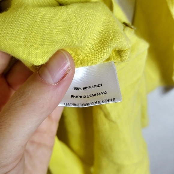 Eileen Fisher linen lagenlook button down yellow shirt sz Xl - Picture 6 of 9